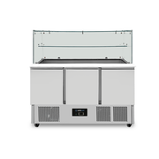 Saladette réfrigérée vitrée - 3 portes - 368 L - froid statique - L 1370 x P 700 x H 850 mm - Unninox