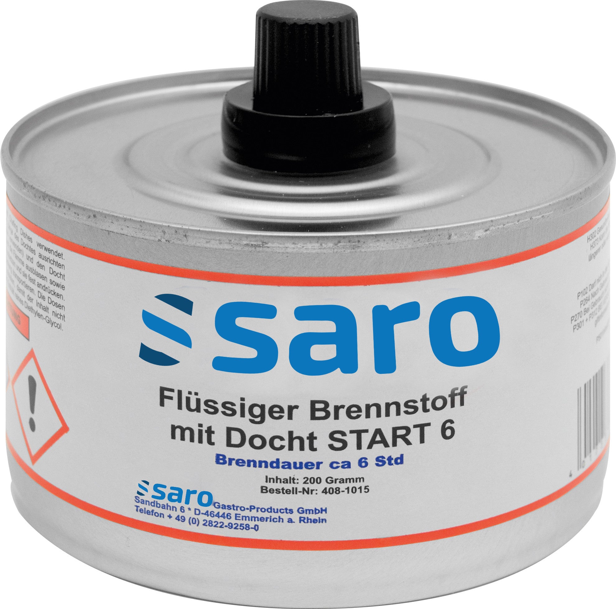 Combustible liquide - 200g - 6h - Glycol - START 6 - Lot de 24 200 L Saro - Accessoires de Buffet professionnel CHR - matériel cuisine pro - Cuistéo