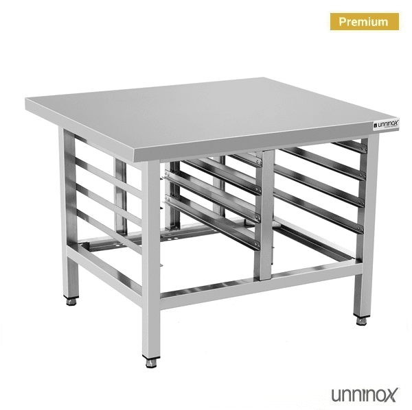 Support inox pour four mixte 8 niveaux GN 1/1 - L 900 x P 800 x H 700 mm - Unninox