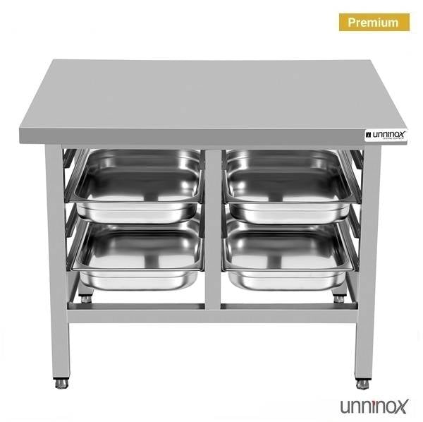 Support inox pour four mixte 8 niveaux GN 1/1 - L 900 x P 800 x H 700 mm - Unninox