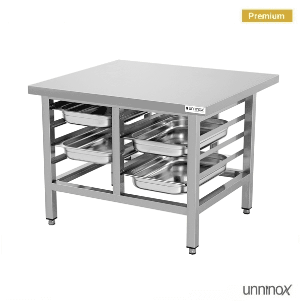 Support inox pour four mixte 8 niveaux GN 1/1 - L 900 x P 800 x H 700 mm - Unninox