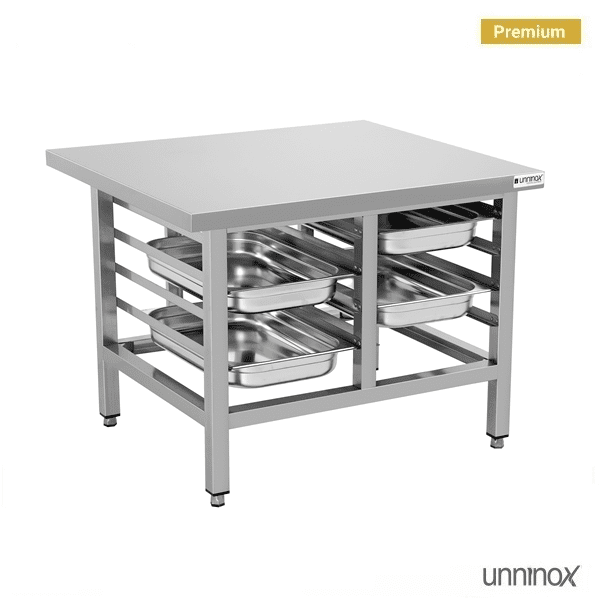 Support inox pour four mixte 8 niveaux GN 1/1 - L 900 x P 800 x H 700 mm - Unninox