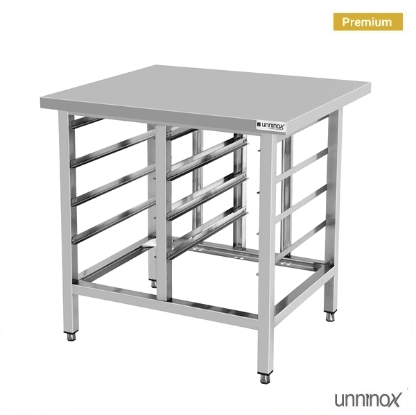 Support inox pour four mixte 8 niveaux GN 1/1 - L 900 x P 800 x H 900 mm - Unninox