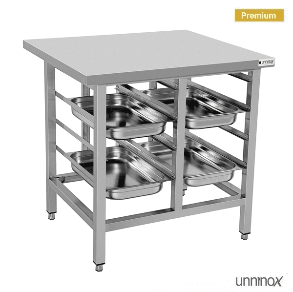 Support inox pour four mixte 8 niveaux GN 1/1 - L 900 x P 800 x H 900 mm - Unninox