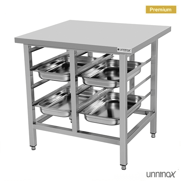 Support inox pour four mixte 8 niveaux GN 1/1 - L 900 x P 800 x H 900 mm - Unninox