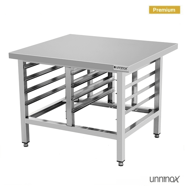 Support inox pour four mixte 8 niveaux GN 1/1 - L 900 x P 800 x H 700 mm - Unninox