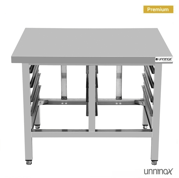Support inox pour four mixte 8 niveaux GN 1/1 - L 900 x P 800 x H 700 mm - Unninox