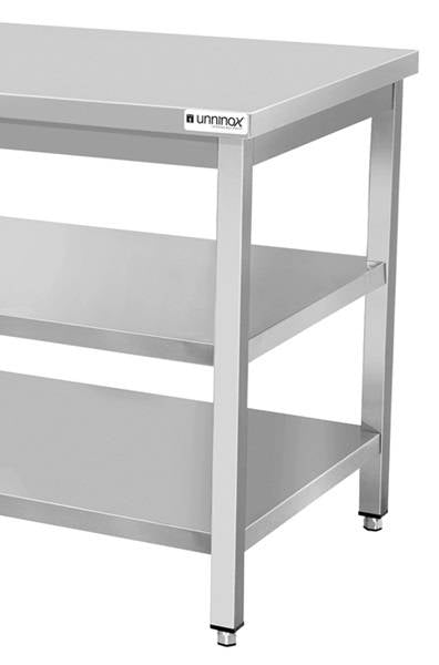 Table inox avec 2 étagères basses - L 2000 x P 700 x H 850 mm - Ref WTF207-B+E207 - Unninox