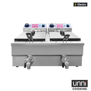 Friteuse électrique à poser 2 x 8 L - 6,5 kW 230 V - L 570 x P 525 x H 355 mm - Unninox