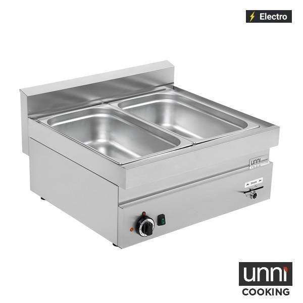 Bain-marie électrique 2 x GN 1/1 2,4 kW - L 700 x P 650 x H 300 mm - Unninox