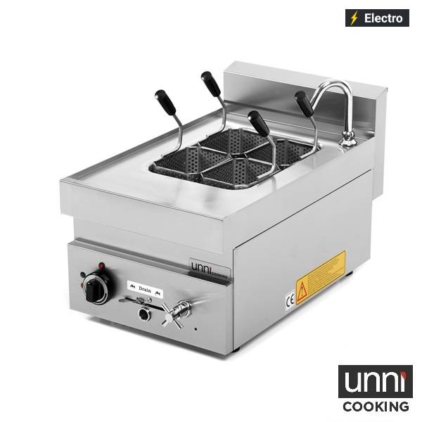 Cuiseur à pâtes électrique 1 cuve 12 L - L 400 x P 650 x H 300 mm - 7 kW 400 V - Unninox