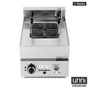 Cuiseur à pâtes électrique 1 cuve 12 L - L 400 x P 650 x H 300 mm - 7 kW 400 V - Unninox
