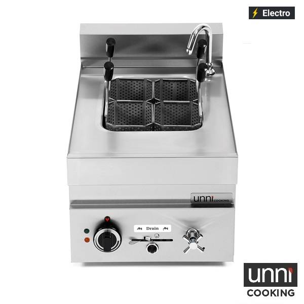 Cuiseur à pâtes électrique 1 cuve 12 L - L 400 x P 650 x H 300 mm - 7 kW 400 V - Unninox