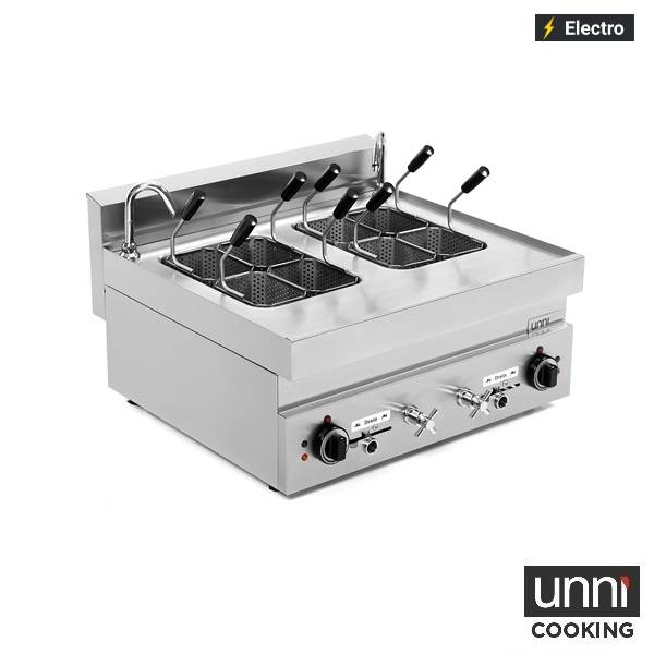 Cuiseur à pâtes électrique 2 cuves 2 x 12 L - L 700 x P 650 x H 300 mm - 2 x 7 kW 400 V - Unninox