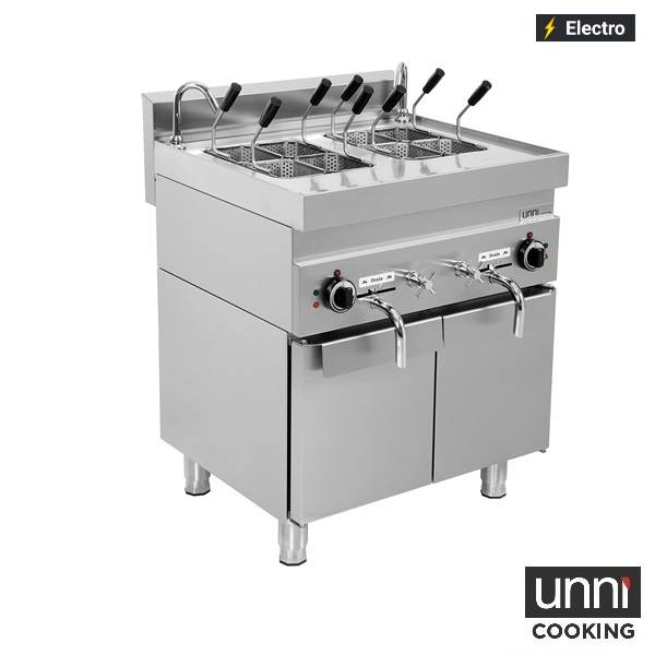 Cuiseur à pâtes électrique 2 cuves 2 x 12 L - L 700 x P 650 x H 300 mm - 2 x 7 kW 400 V - Unninox