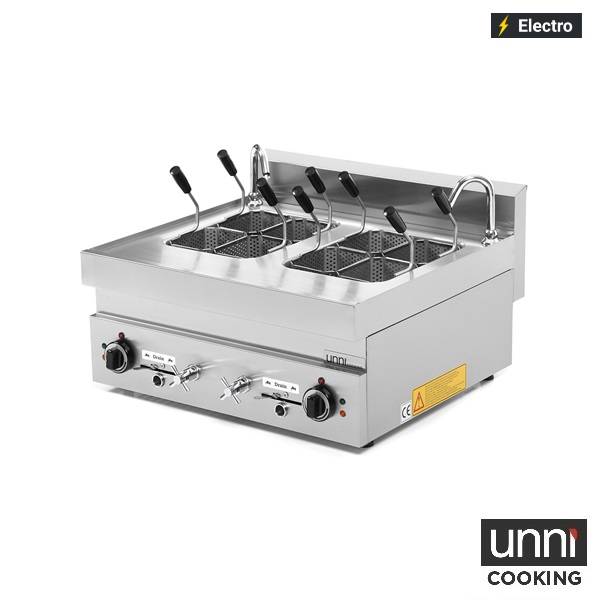 Cuiseur à pâtes électrique 2 cuves 2 x 12 L - L 700 x P 650 x H 300 mm - 2 x 7 kW 400 V - Unninox
