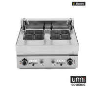 Cuiseur à pâtes électrique 2 cuves 2 x 12 L - L 700 x P 650 x H 300 mm - 2 x 7 kW 400 V - Unninox