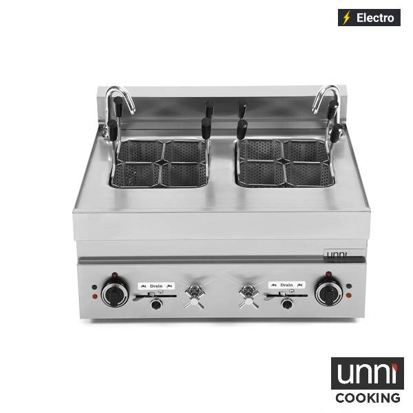 Cuiseur à pâtes électrique 2 cuves 2 x 12 L - L 700 x P 650 x H 300 mm - 2 x 7 kW 400 V - Unninox