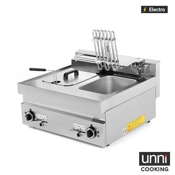 Friteuse électrique 2 cuves 2 x 10 L 15 kW 400 V - L 700 x P 650 x H 320 mm - Unninox