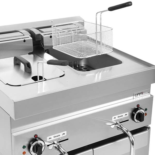 Friteuse électrique 2 cuves 2 x 10 L 15 kW 400 V - L 700 x P 650 x H 320 mm - Unninox