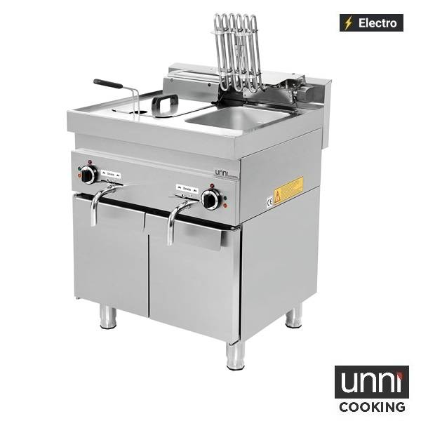 Friteuse électrique 2 cuves 2 x 10 L 15 kW 400 V - L 700 x P 650 x H 320 mm - Unninox