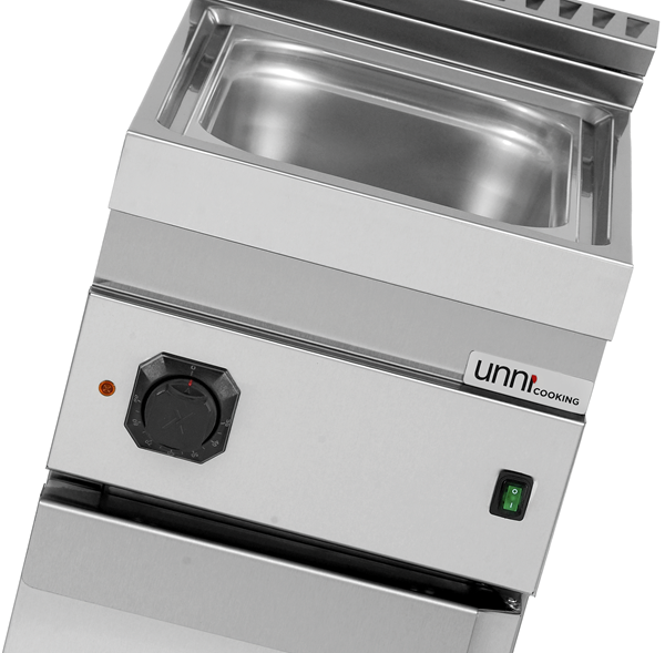 Bain-marie électrique sur meuble 1 cuve GN 1/1 - L 400 x P 700 x H 850/900 mm - 1,5 kW 230 V - Unninox