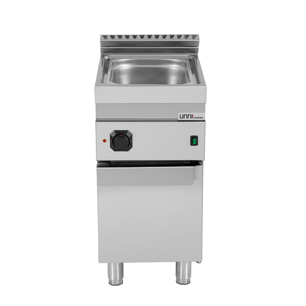 Bain-marie électrique sur meuble 1 cuve GN 1/1 - L 400 x P 700 x H 850/900 mm - 1,5 kW 230 V - Unninox