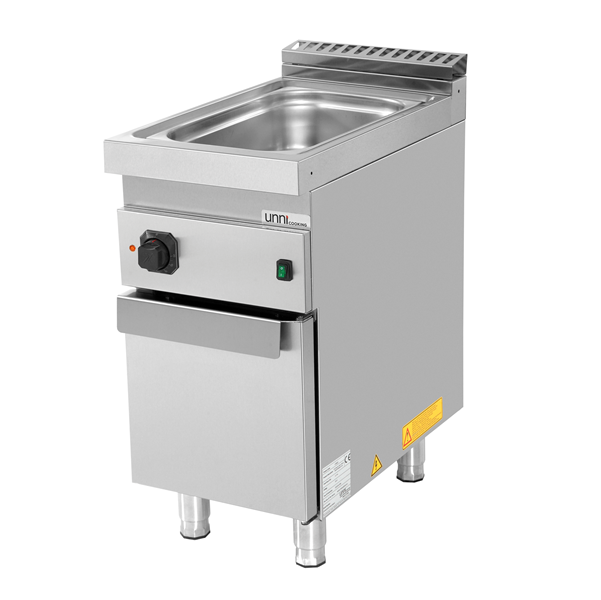 Bain-marie électrique sur meuble 1 cuve GN 1/1 - L 400 x P 700 x H 850/900 mm - 1,5 kW 230 V - Unninox