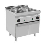 Bain-marie électrique sur meuble 2 cuves GN 1/1 - L 800 x P 700 x H 850/900 mm - 3 kW 230 V - Unninox