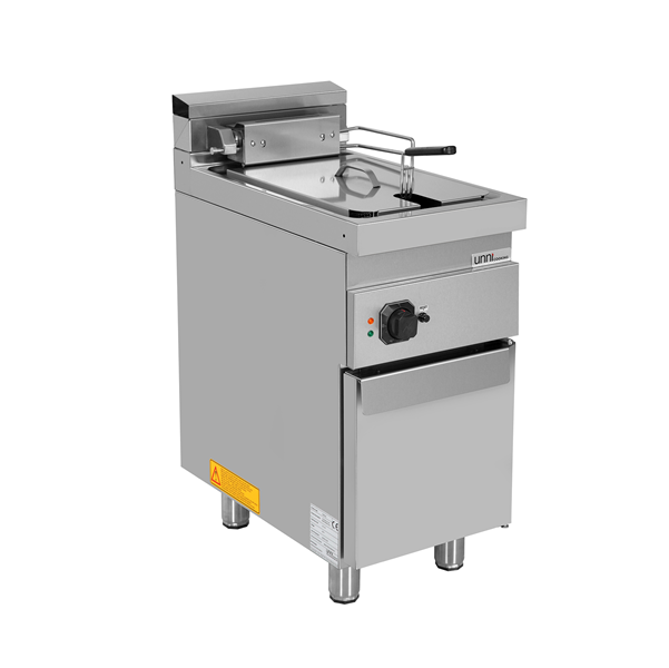Friteuse électrique sur meuble 1 cuve 10 L - L 400 x P 700 x H 850/900 mm - 9 kW 400 V - Unninox