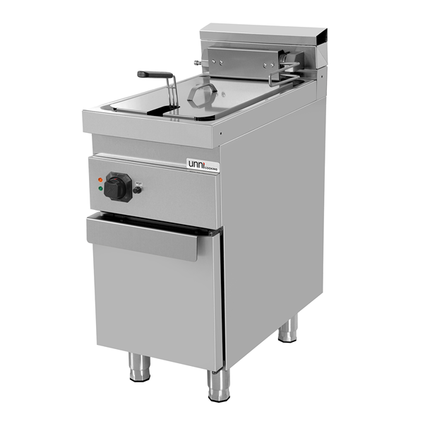 Friteuse électrique sur meuble 1 cuve 10 L - L 400 x P 700 x H 850/900 mm - 9 kW 400 V - Unninox