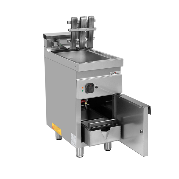 Friteuse électrique sur meuble 1 cuve 10 L - L 400 x P 700 x H 850/900 mm - 9 kW 400 V - Unninox