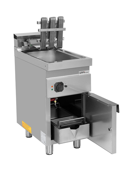 Friteuse électrique sur meuble 1 cuve 10 L - L 400 x P 700 x H 850/900 mm - 9 kW 400 V - Unninox