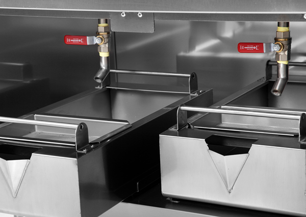 Friteuse électrique sur meuble 2 cuves 2 x 10 L - L 800 x P 700 x H 850/900 mm - 18 kW 400 V - Unninox
