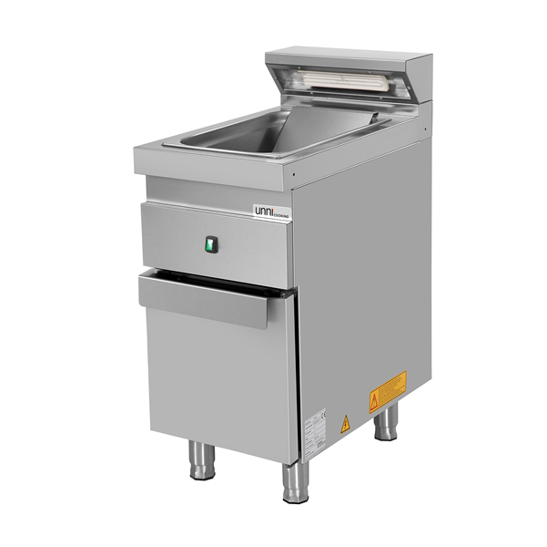 Chauffe-frites électrique sur meuble 1 x GN 1/1 - L 400 x P 700 x H 850/900 mm - 1 kW 230 V - Unninox