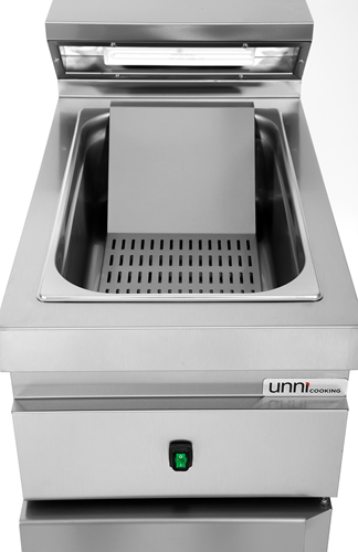 Chauffe-frites électrique sur meuble 1 x GN 1/1 - L 400 x P 700 x H 850/900 mm - 1 kW 230 V - Unninox