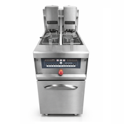 Friteuse électrique digitale sur pieds 2 x 13,5 L relevage automatique des paniers - 18 kW 400 V - Unninox