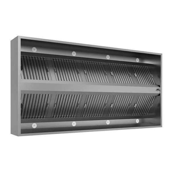 Hotte centrale inox - L 3500 x P 1500 x H 400 mm - 12 filtres - Unninox