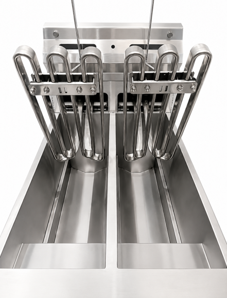 Friteuse électrique digitale sur pieds 2 x 13,5 L - 18 kW 400 V - L 400 x P 825 x H 920 mm - Unninox