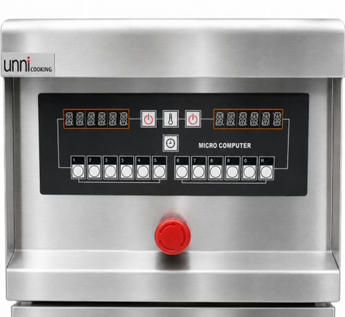 Friteuse électrique digitale sur pieds 2 x 13,5 L - 18 kW 400 V - L 400 x P 825 x H 920 mm - Unninox