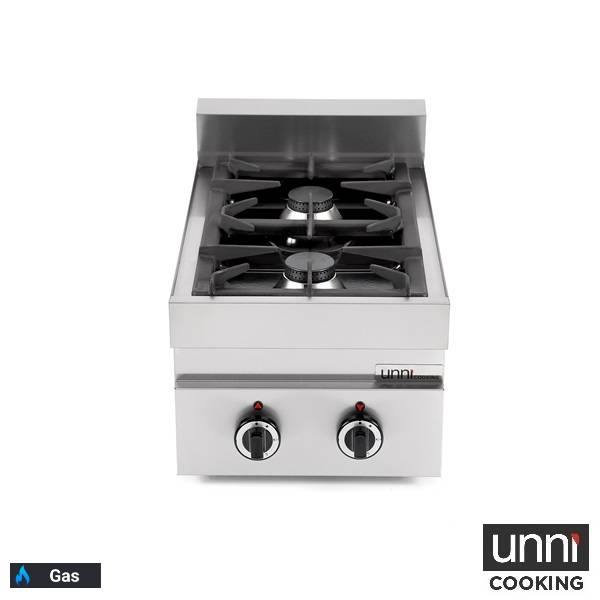 Fourneau gaz 2 feux vifs - L 400 x P 650 x H 320 mm - 13 kW - Unninox