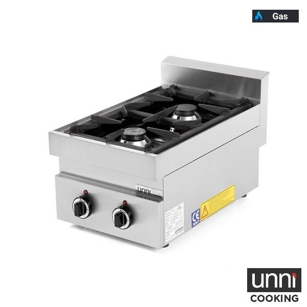 Fourneau gaz 2 feux vifs - L 400 x P 650 x H 320 mm - 13 kW - Unninox