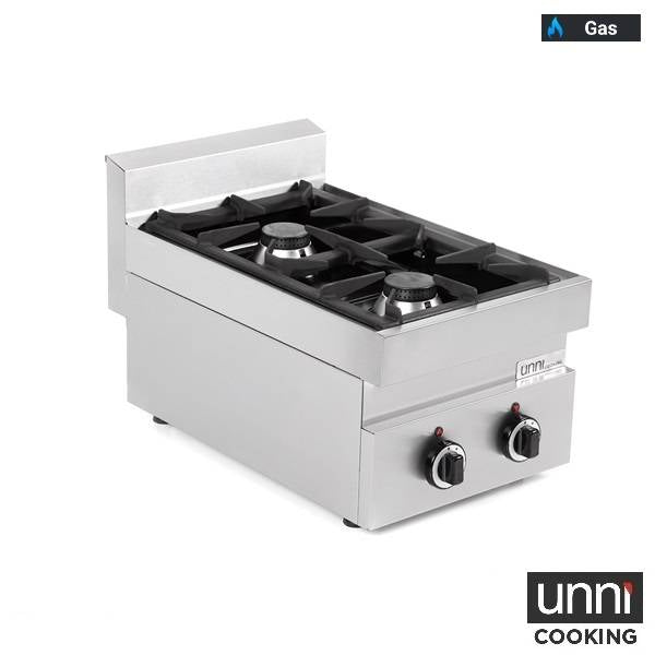 Fourneau gaz 2 feux vifs - L 400 x P 650 x H 320 mm - 13 kW - Unninox