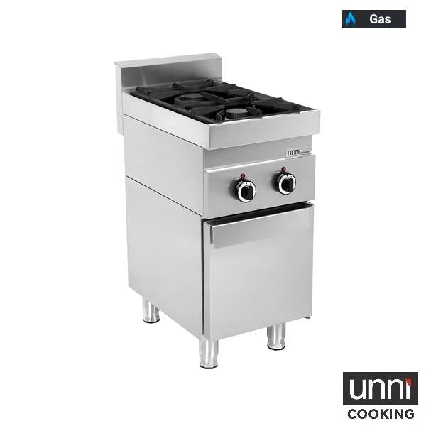 Fourneau gaz 2 feux vifs - L 400 x P 650 x H 320 mm - 13 kW - Unninox