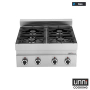 Fourneau gaz 4 feux vifs 6,5 kW - L 700 x P 650 x H 320 mm - Unninox