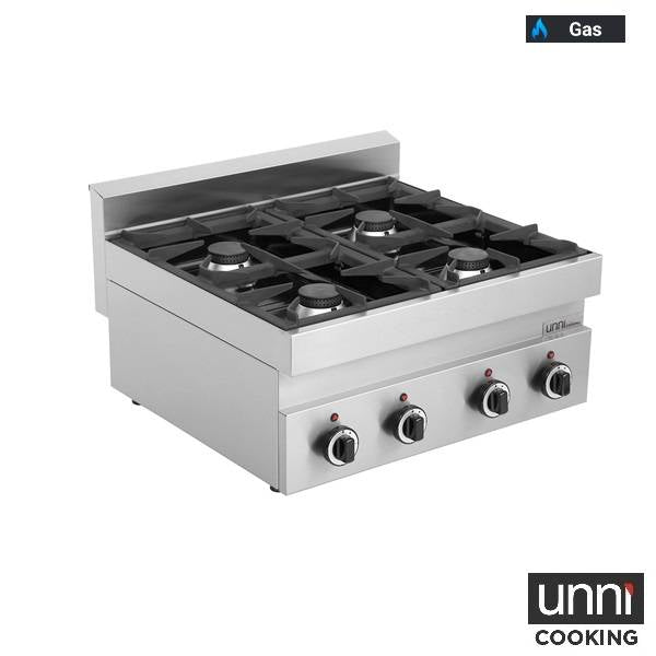 Fourneau gaz 4 feux vifs 6,5 kW - L 700 x P 650 x H 320 mm - Unninox