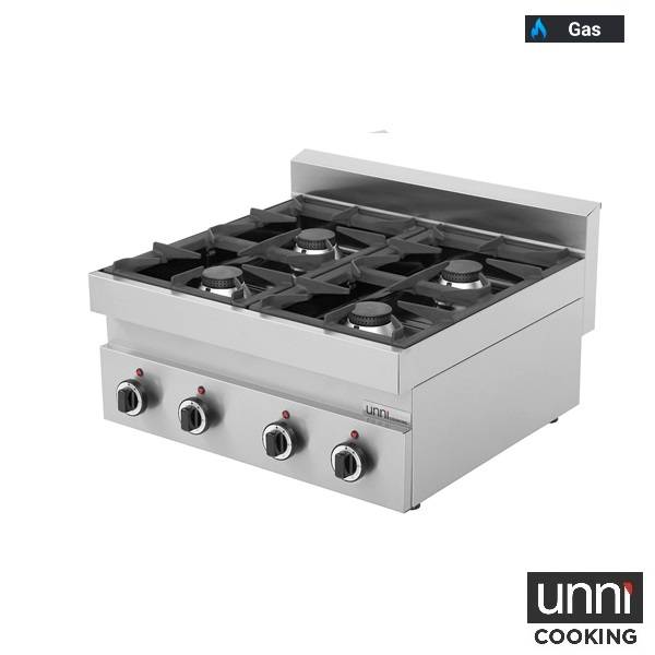 Fourneau gaz 4 feux vifs 6,5 kW - L 700 x P 650 x H 320 mm - Unninox