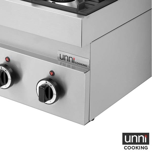 Fourneau gaz 4 feux vifs 6,5 kW - L 700 x P 650 x H 320 mm - Unninox