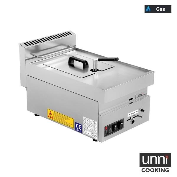 Friteuse gaz 1 cuve 8 L 7 kW - L 400 x P 650 x H 300 mm - Unninox