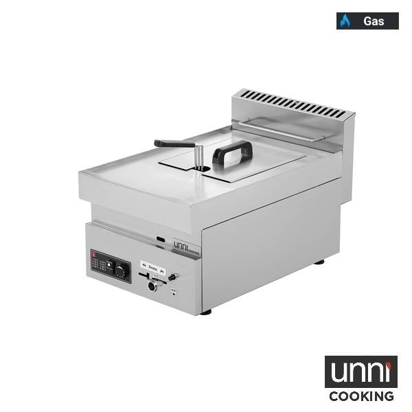 Friteuse gaz 1 cuve 8 L 7 kW - L 400 x P 650 x H 300 mm - Unninox